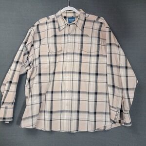 Vintage Wrangler Western Pearl Snap Shirt Mens 2XL  Button beige  Plaid